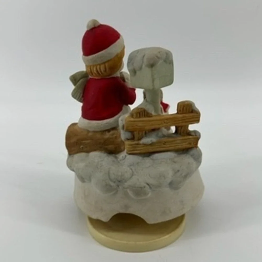 Vintage Montgomery Ward Christmas Boy and Dog Figurine‎ Music Box Jingle Bells